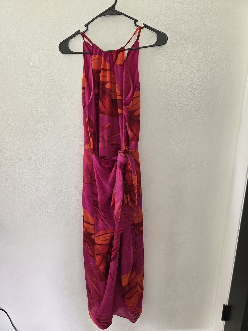 Halter Maxi Dress in Pink and Orange Floral Print